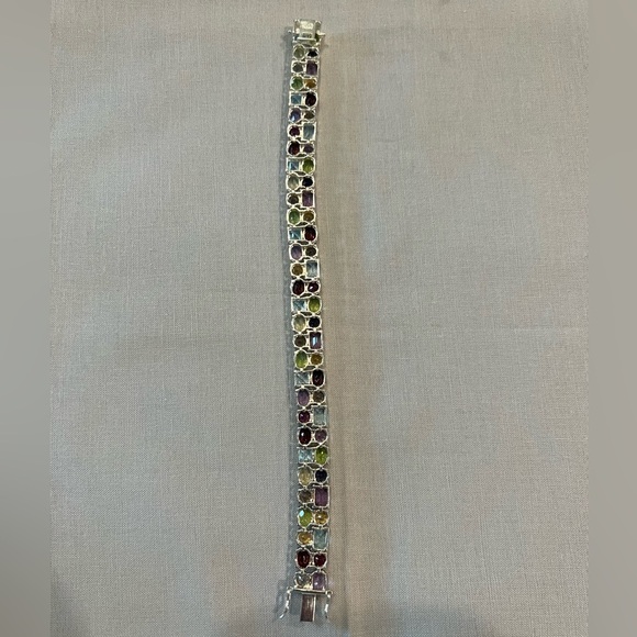 Sterling multi gemstone bracelet - Picture 7 of 8